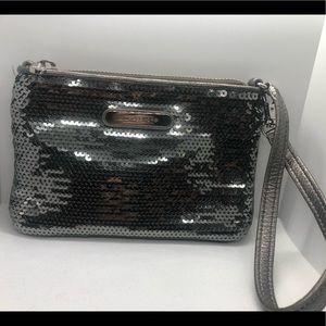 Michael Kors Womens Patent Sequined Wristlet